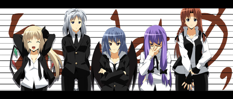 Five Anime Girls in Uniforms — Black, Neutral