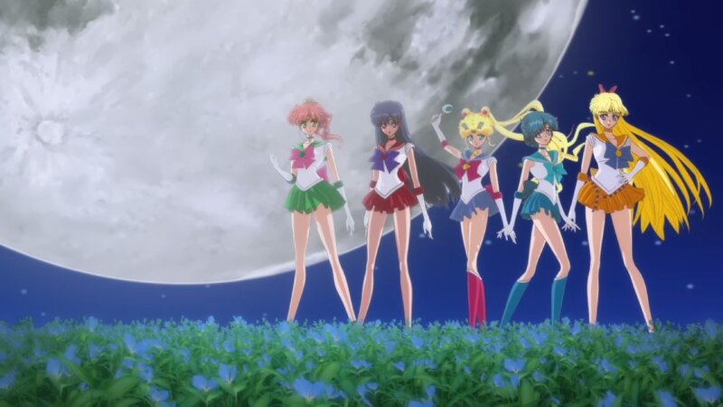 Five Anime Girls in Uniforms — Blue, Serene