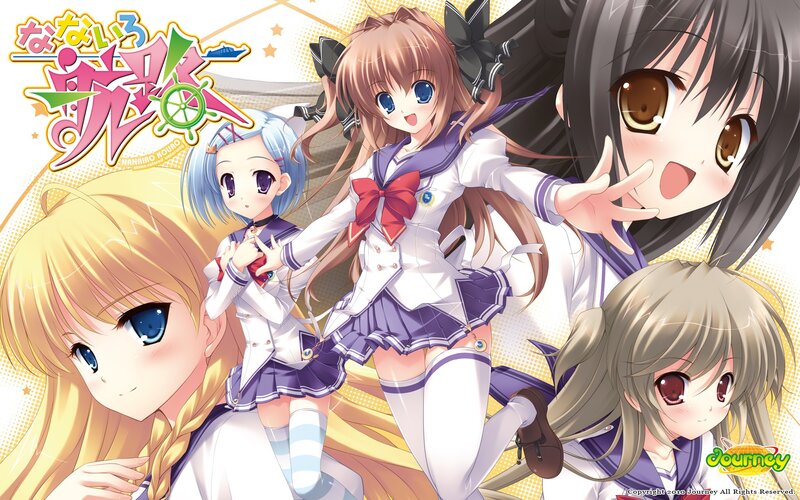 Five Anime Girls in Uniforms — Purple, Cheerful, School Uniform