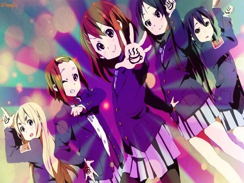 Five Anime Girls in Uniforms — Purple