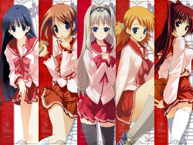 Five Anime Girls in Uniforms — Red