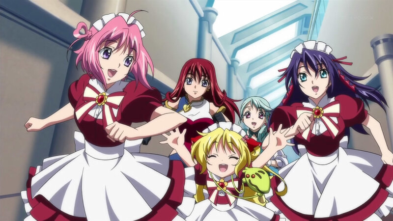 Five Anime Girls in Uniforms