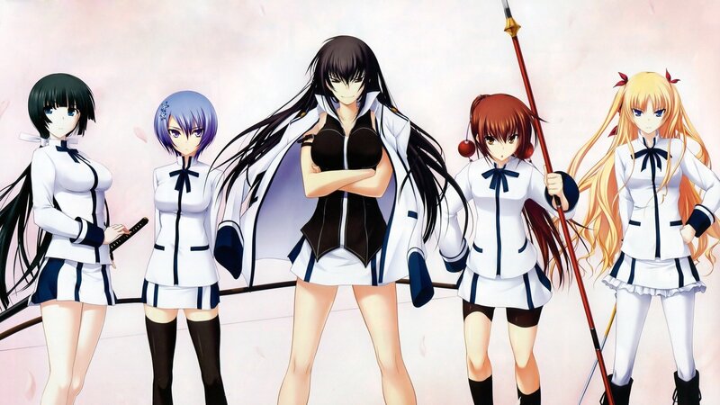 Five Anime Girls in Uniforms — White, Confident