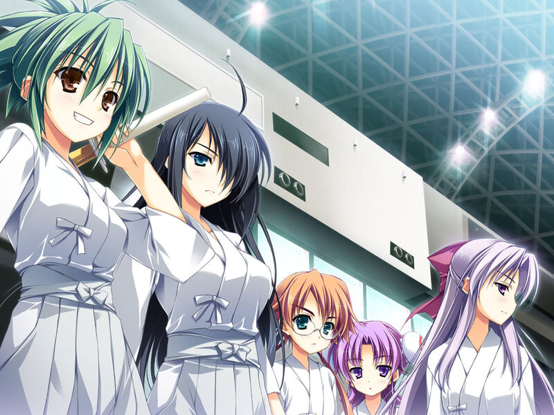 Five Anime Girls in Uniforms — White