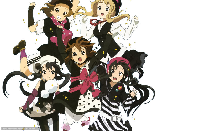Five Anime Girls Jumping — Black