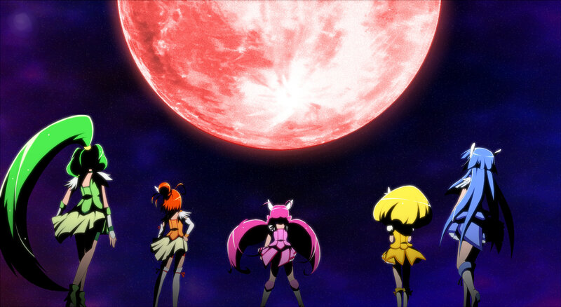 Five Anime Girls Looking Up