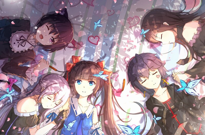 Five Anime Girls Lying Down — Pink