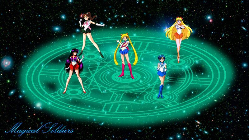 Five Anime Girls on a Circle