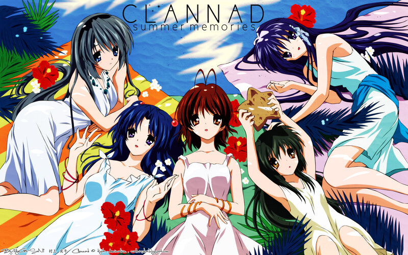 Five Anime Girls on Beach