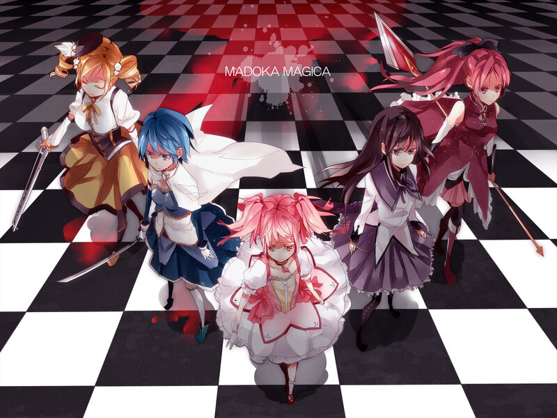 Five Anime Girls on Chessboard — Black