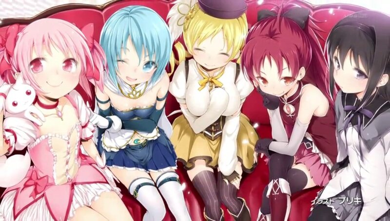Five Anime Girls on Couch — Pink