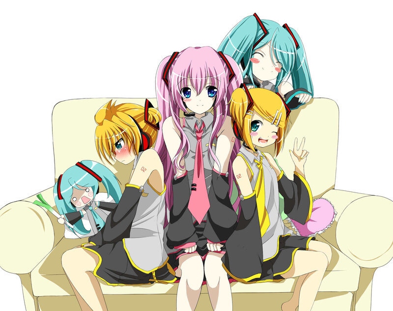 Five Anime Girls on Couch
