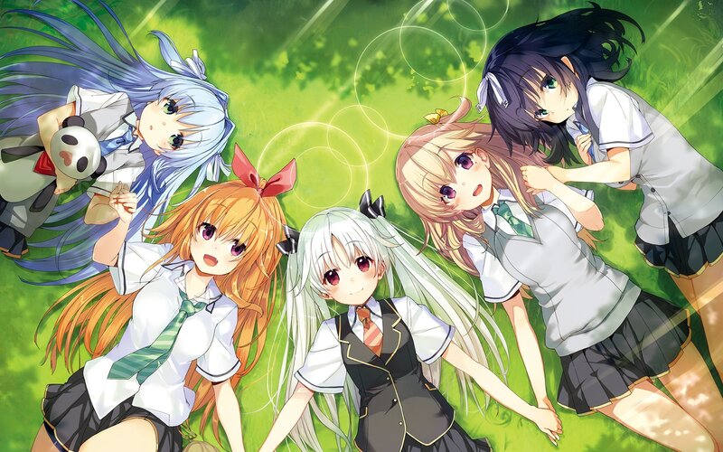 Five Anime Girls on Grass — Green