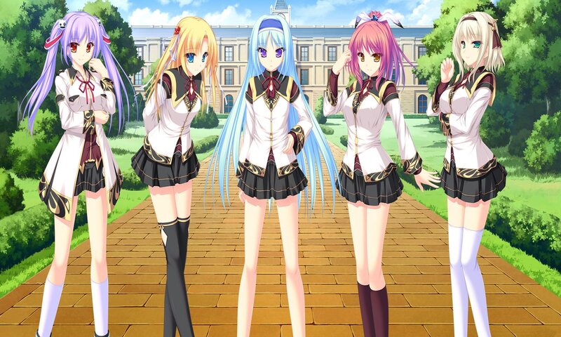 Five Anime Girls on Path