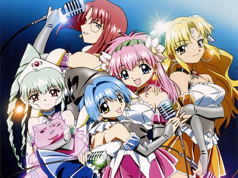 Five Anime Girls on Stage — Blue, Energetic