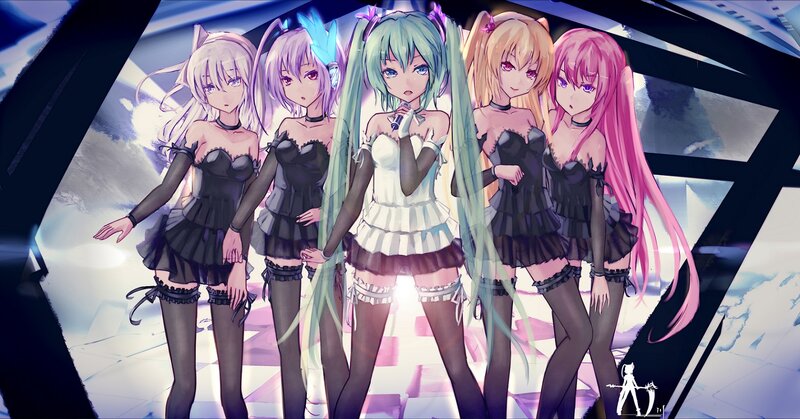 Five Anime Girls on Stage — Pink