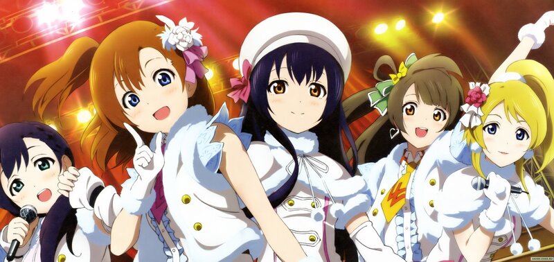 Five Anime Girls on Stage — White
