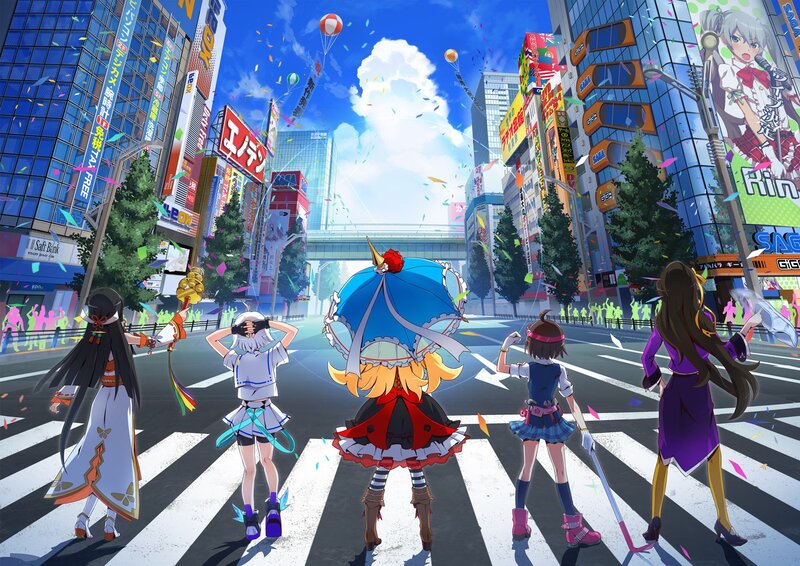 Five Anime Girls on Street
