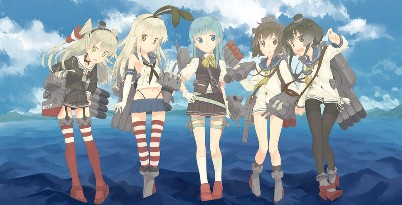 Five Anime Girls on Water