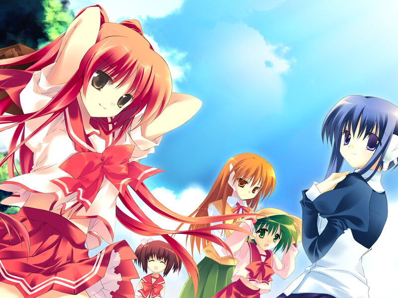 Five Anime Girls Outdoors