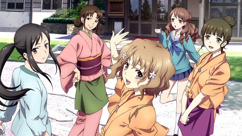 Five Anime Girls Outside — Orange