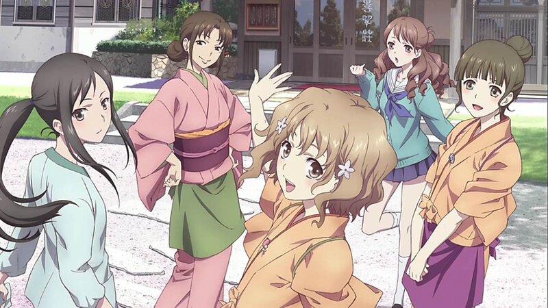 Five Anime Girls Outside