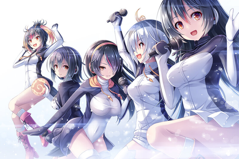 Five Anime Girls Performing