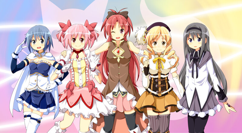 Five Anime Girls — Pink, Cheerful, Anime Characters