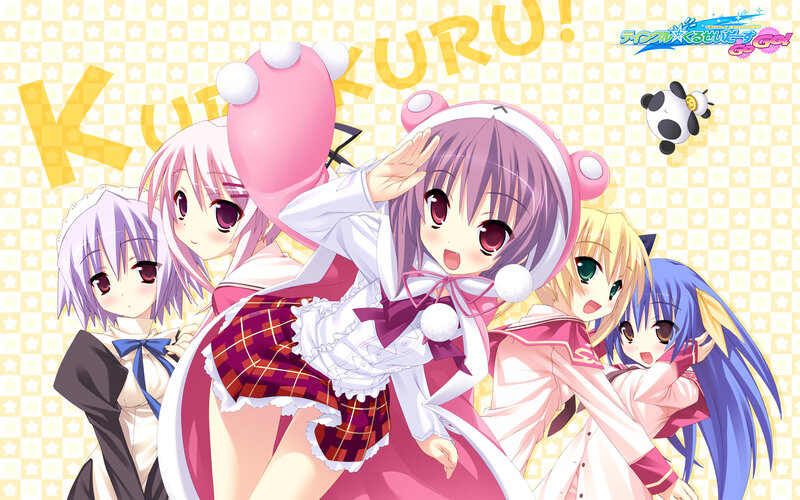 Five Anime Girls — Pink, Cheerful, Panda Plushie