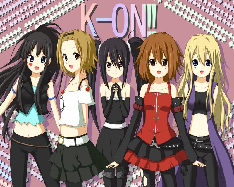 Five Anime Girls — Pink, Cheerful, Stars
