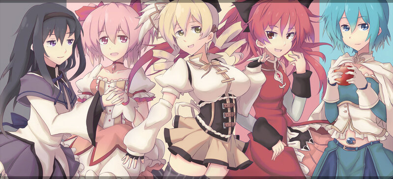 Five Anime Girls — Pink, Friendly