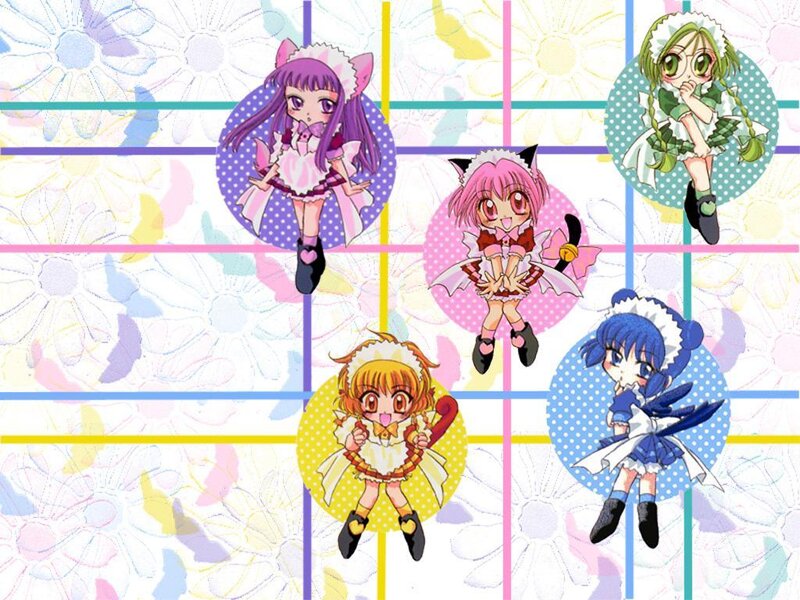Five Anime Girls — Pink, Playful, Anime Characters, Circles