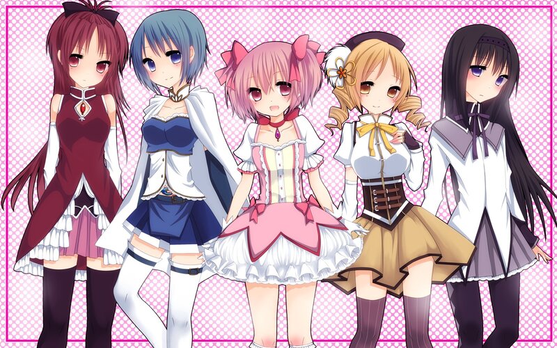 Five Anime Girls — Pink, Playful, Dresses