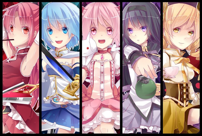 Five Anime Girls — Pink, Playful, Sword