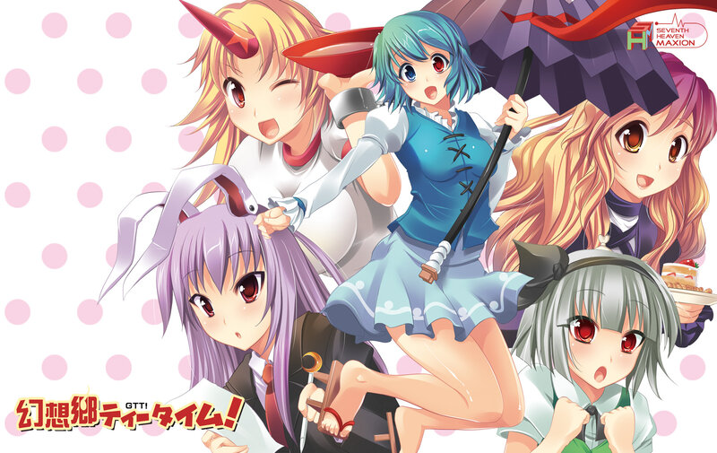 Five Anime Girls — Pink, Playful, Umbrella