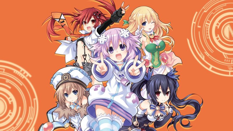 Five Anime Girls Posing — Orange, Energetic