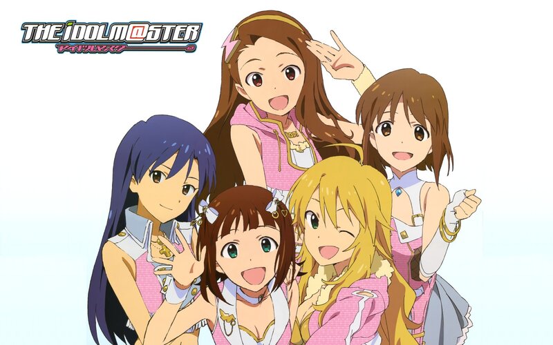 Five Anime Girls Posing — Pink