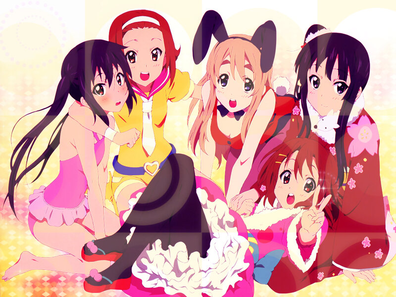 Five Anime Girls Posing