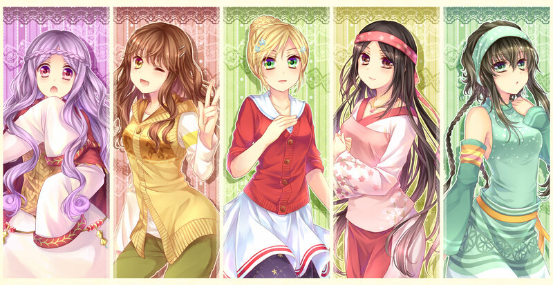 Five Anime Girls — Purple, Calm