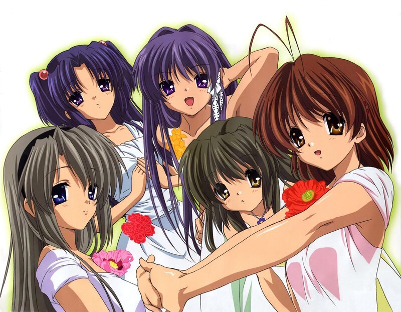 Five Anime Girls — Purple, Cheerful