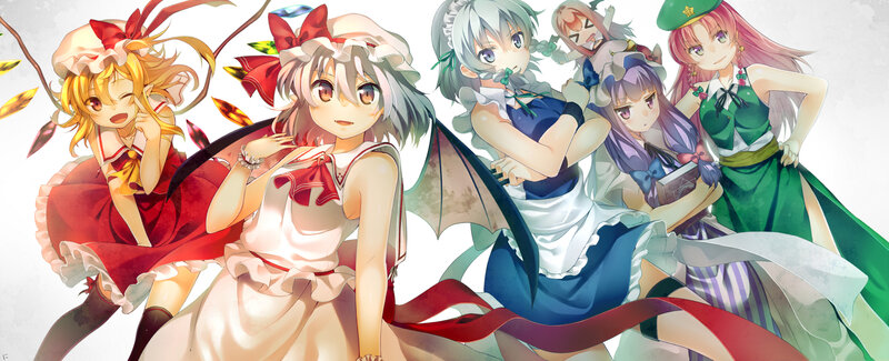 Five Anime Girls — Red, Playful, Dresses