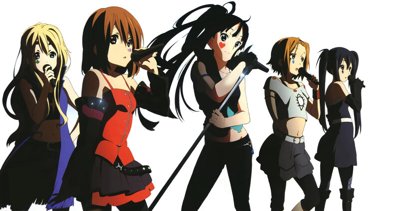 Five Anime Girls Singing — Black