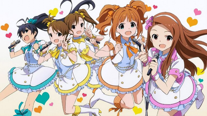 Five Anime Girls Singing — White