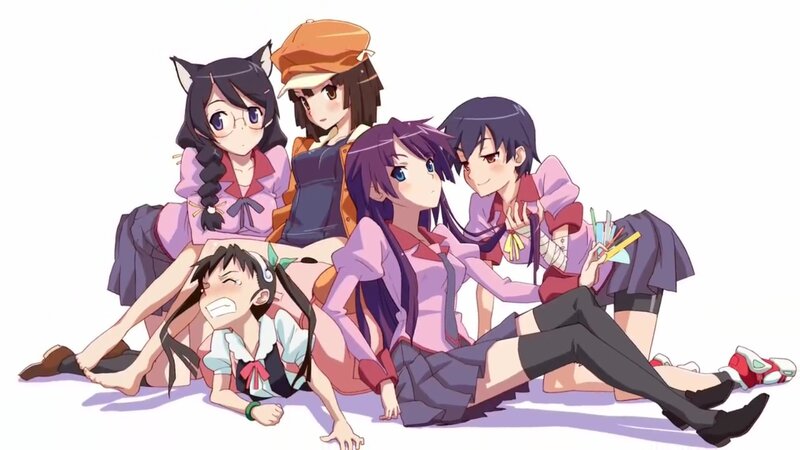 Five Anime Girls Sitting
