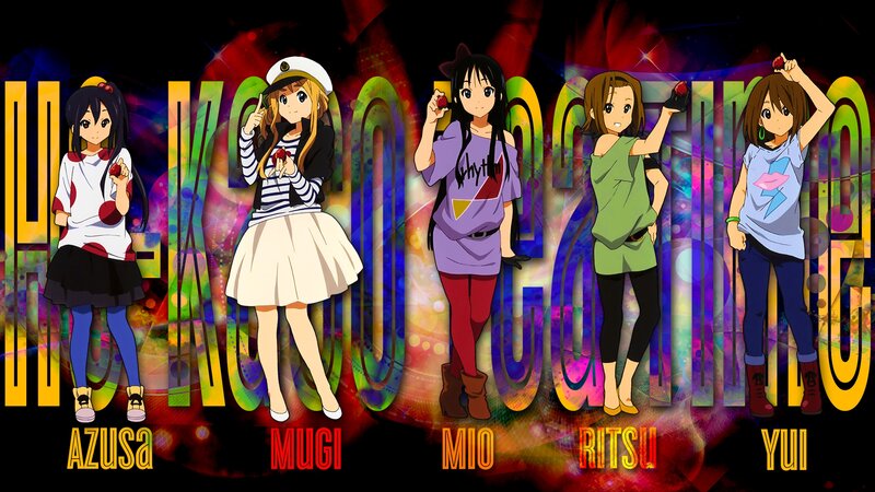 Five Anime Girls Standing — Black