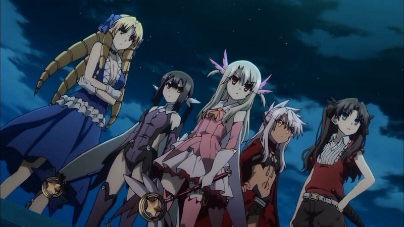 Five Anime Girls Standing — Blue, Dramatic