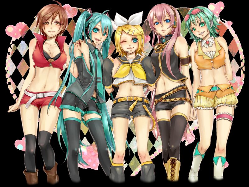 Five Anime Girls Standing — Cyan