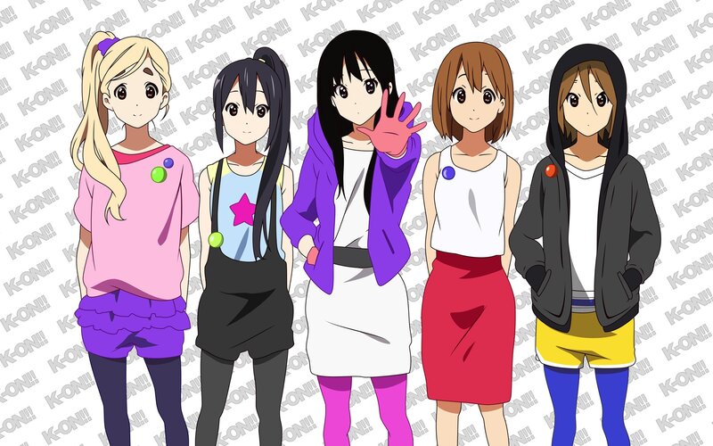 Five Anime Girls Standing — Purple, Neutral