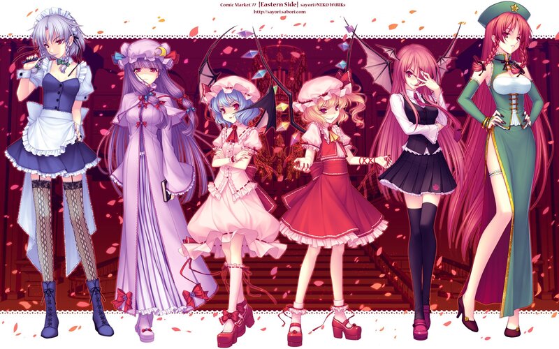Five Anime Girls Standing — Purple
