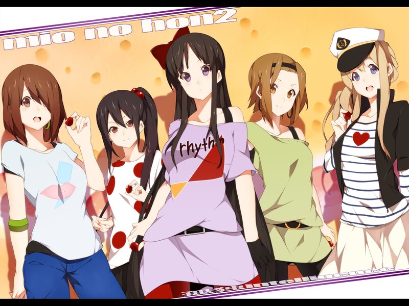Five Anime Girls Standing — Yellow, Cheerful